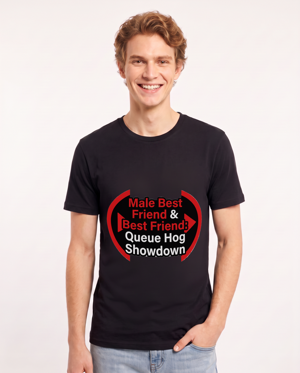 Male Best Friend & Best Friend: Queue Hog Showdown Men's Black T-Shirt product image 2