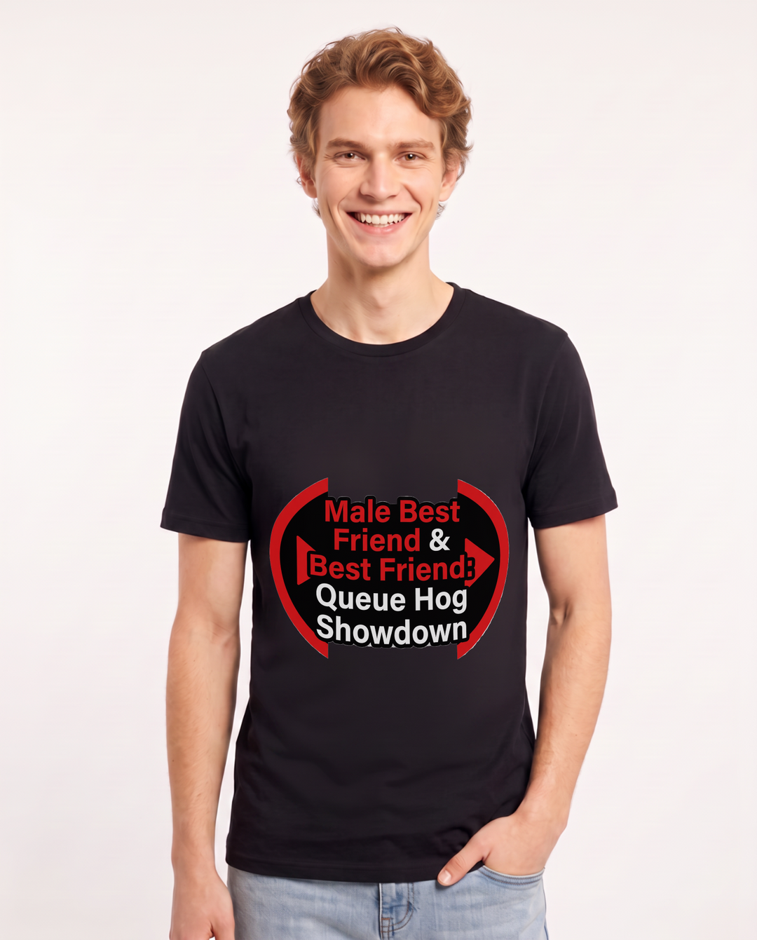 Male Best Friend & Best Friend: Queue Hog Showdown Men's Black T-Shirt product image 2