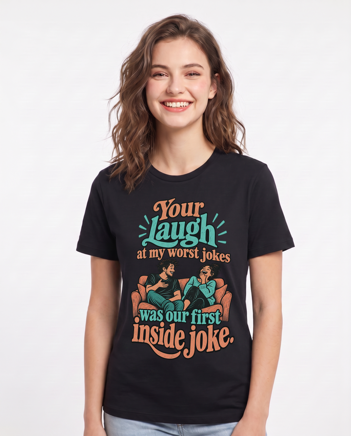 Couples Black T-Shirt for Women – Everyday Expression Graphic Tee product image 3