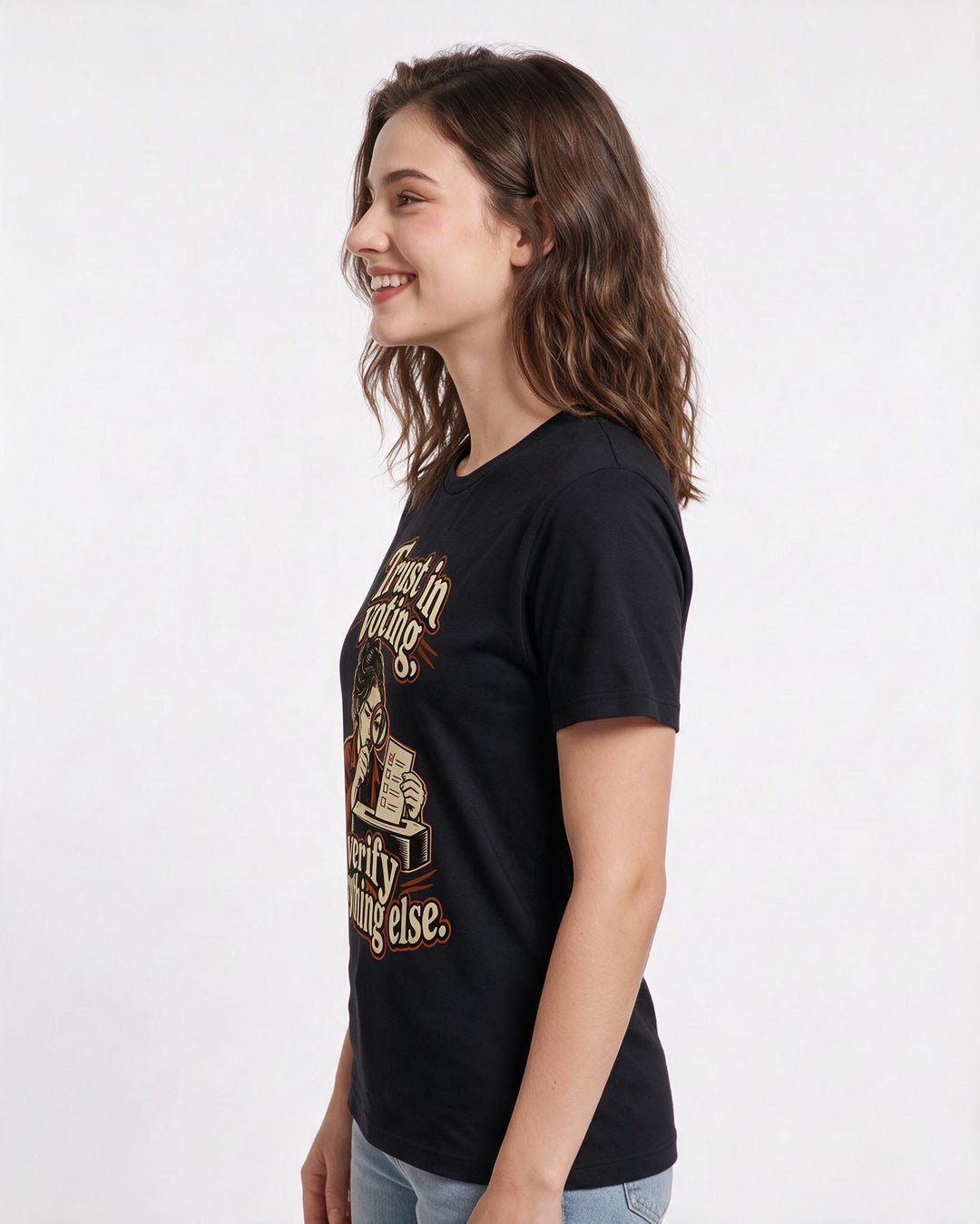 Political Statement Black T-Shirt for Women – Everyday Expression Graphic Tee product image 2
