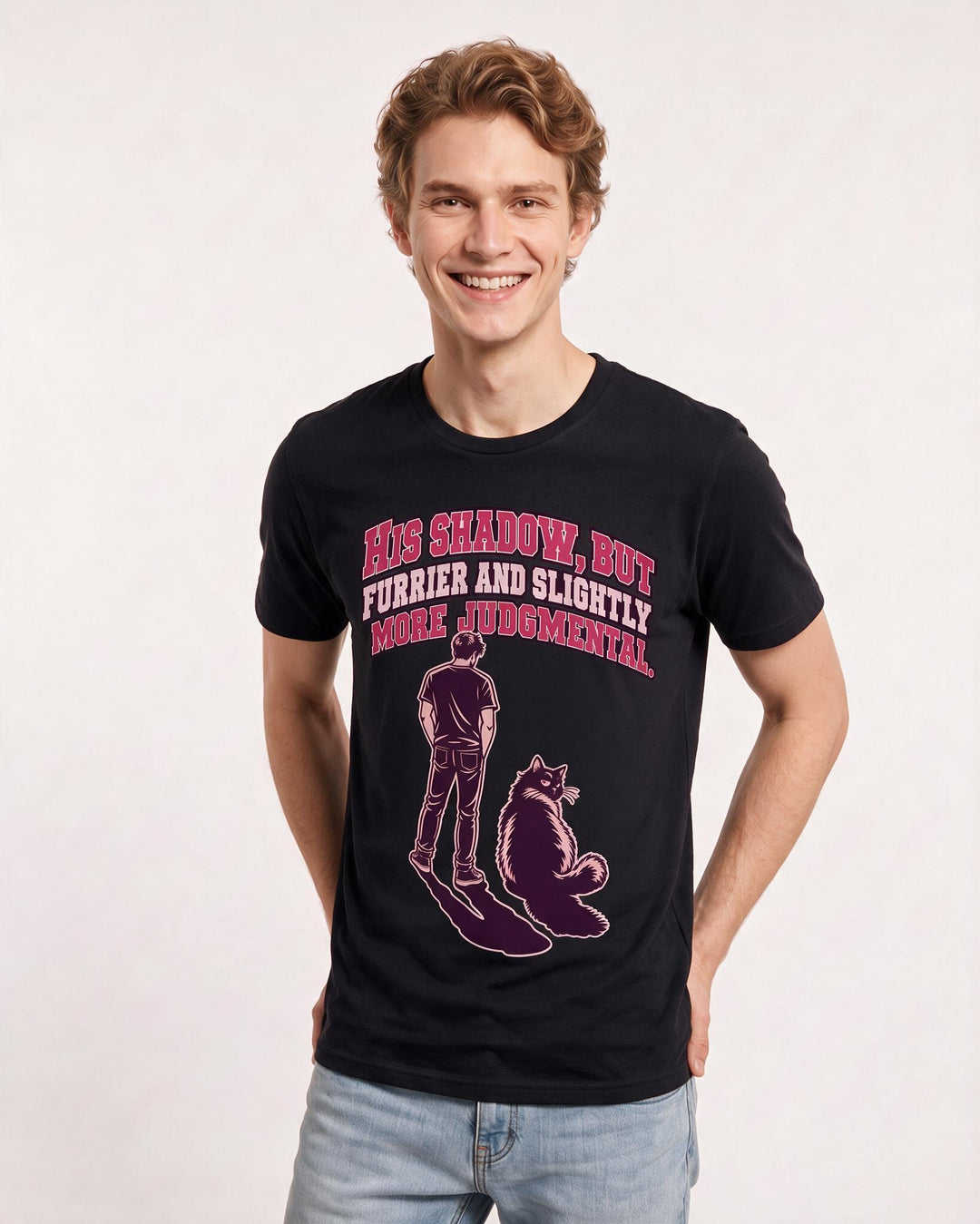 Cat Lover Black T-Shirt for Men – Everyday Expression Graphic Tee product image 1