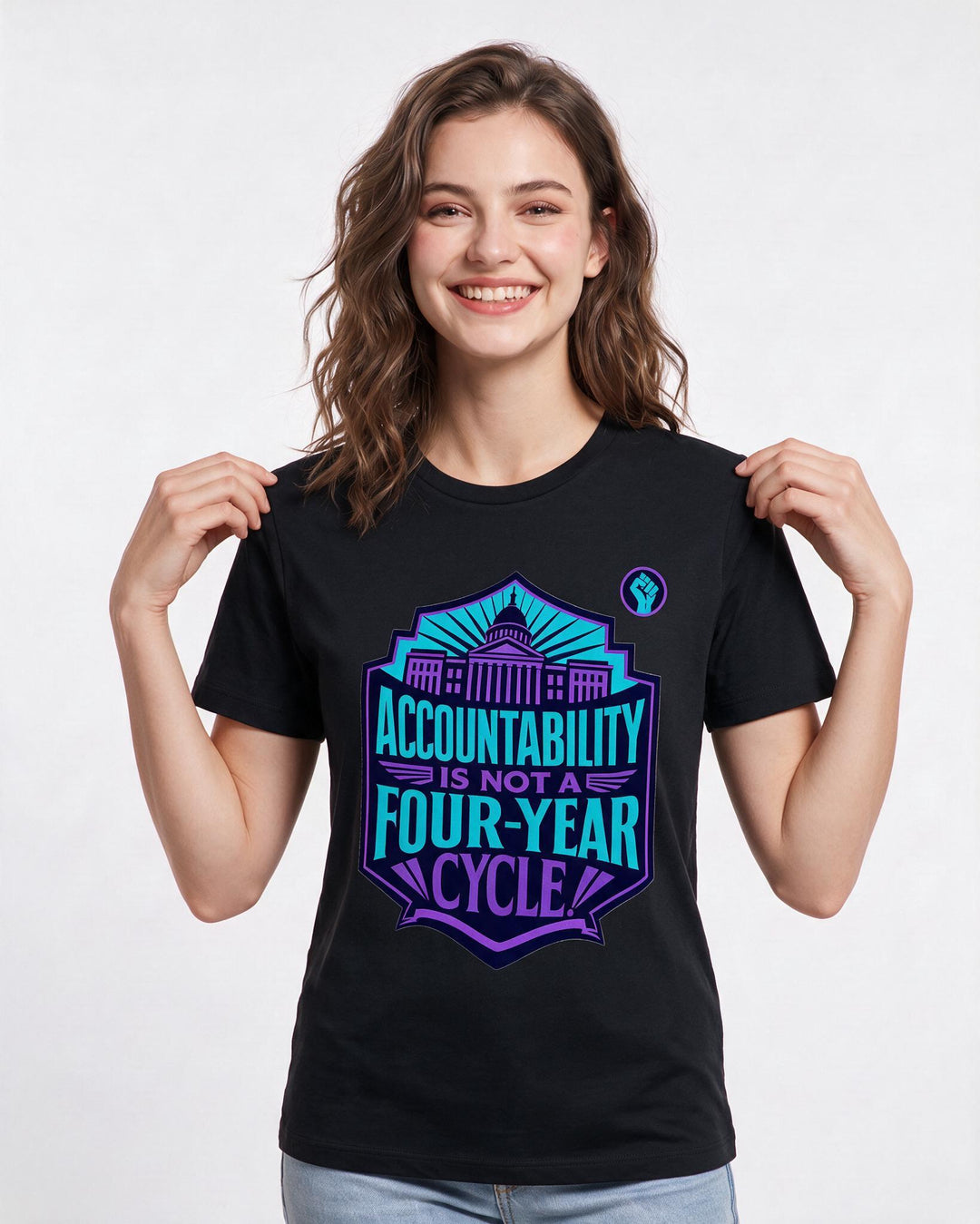 Graphic Women's Black T-Shirt - Accountability is not a four-year product image 3