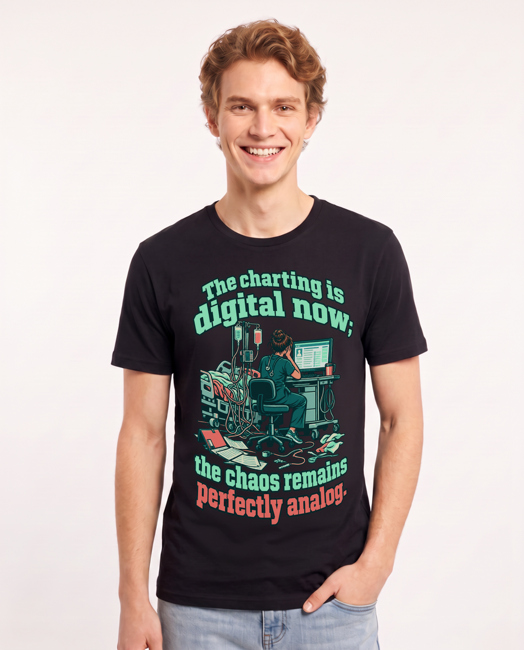 Nurse Black T-Shirt for Men – Nursing Life Graphic Tee product image 3
