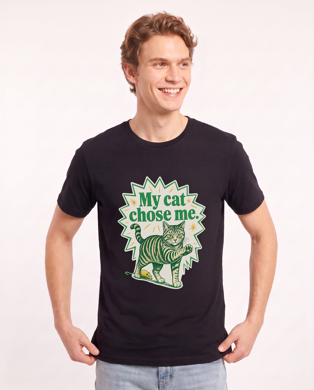 My cat chose me. - Men's Black T-Shirt product image 1