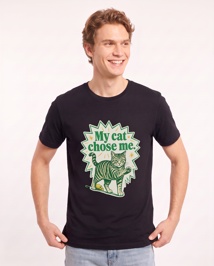 My cat chose me. - Men's Black T-Shirt product image 1