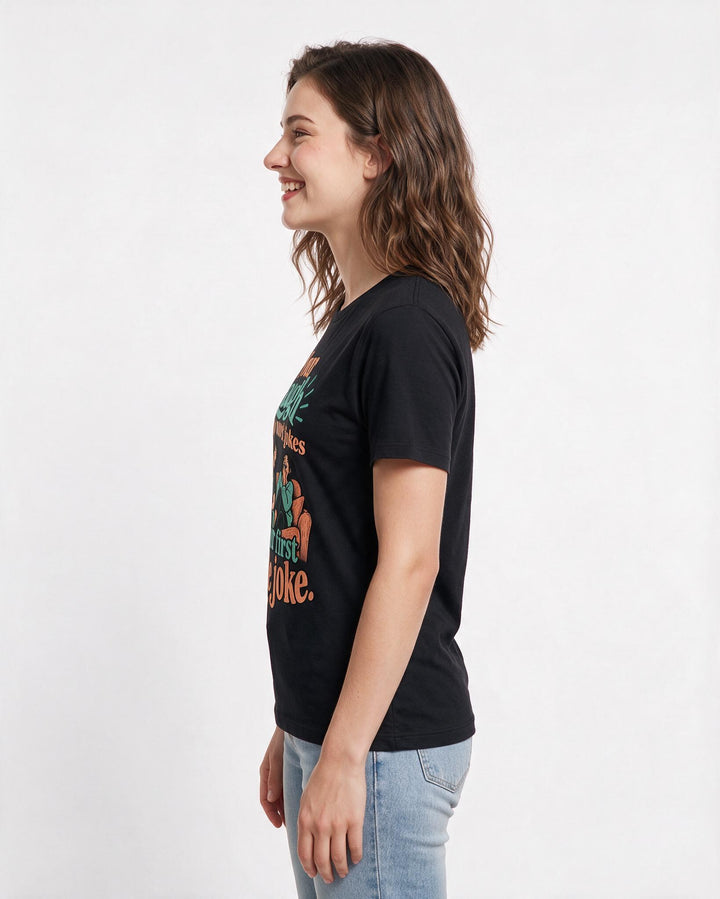 Couples Black T-Shirt for Women – Everyday Expression Graphic Tee product image 2