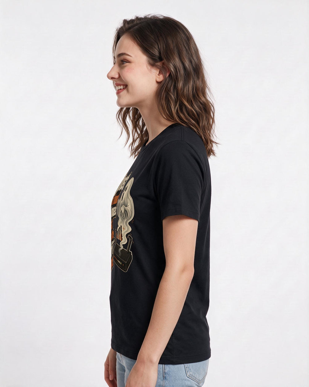 Halloween Black T-Shirt for Women – Halloween Theme Graphic Tee product image 2