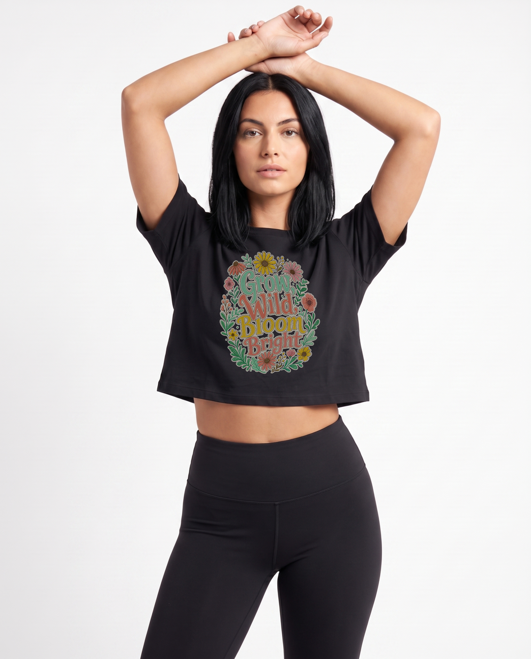 Grow Wild, Bloom Bright Crop Top mockup 1