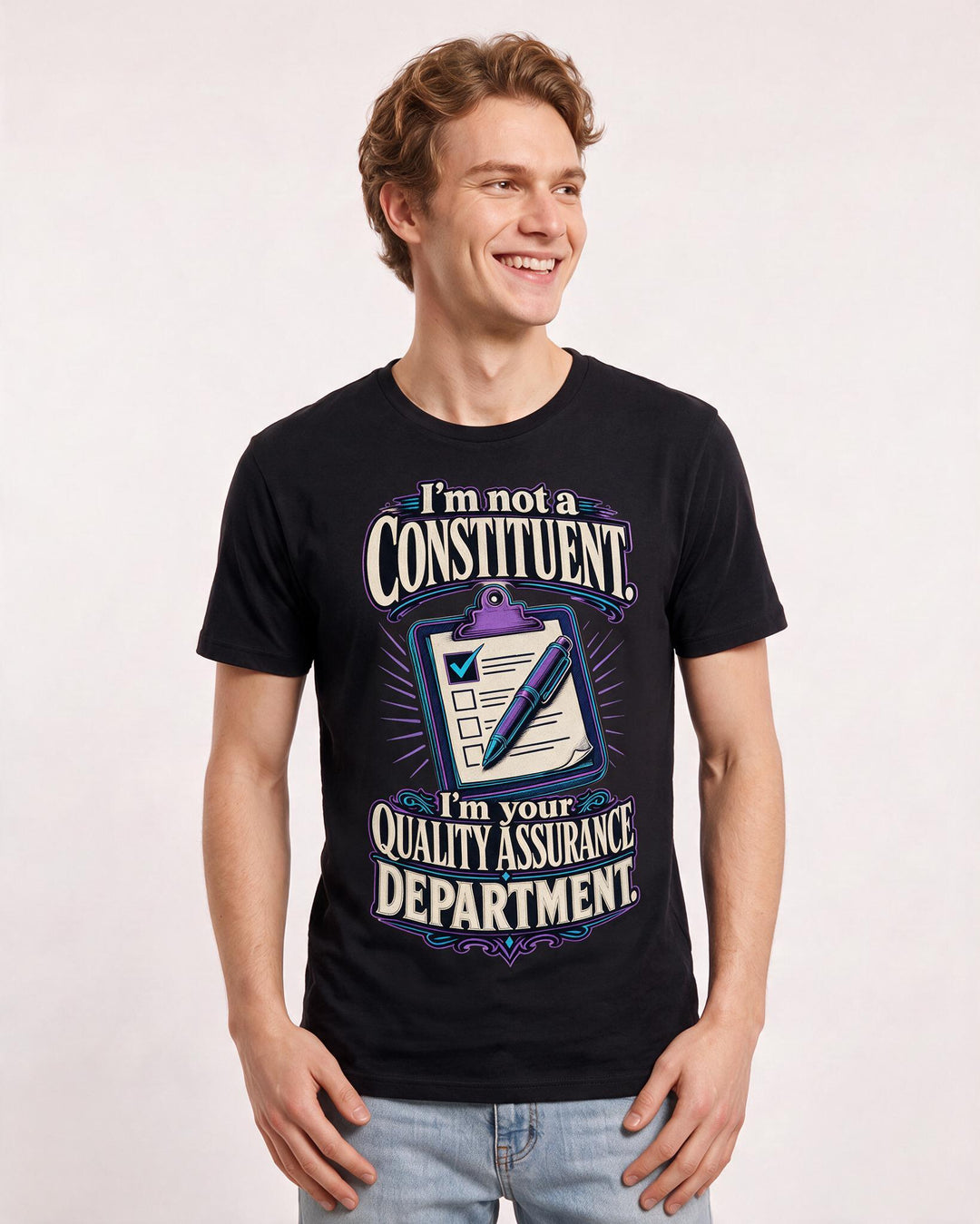 Political Statement Men's Black T-Shirt – I'm not a constituent. I'm your quality product image 3