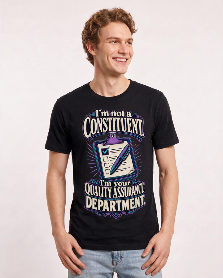 Political Statement Men's Black T-Shirt – I'm not a constituent. I'm your quality product image 3