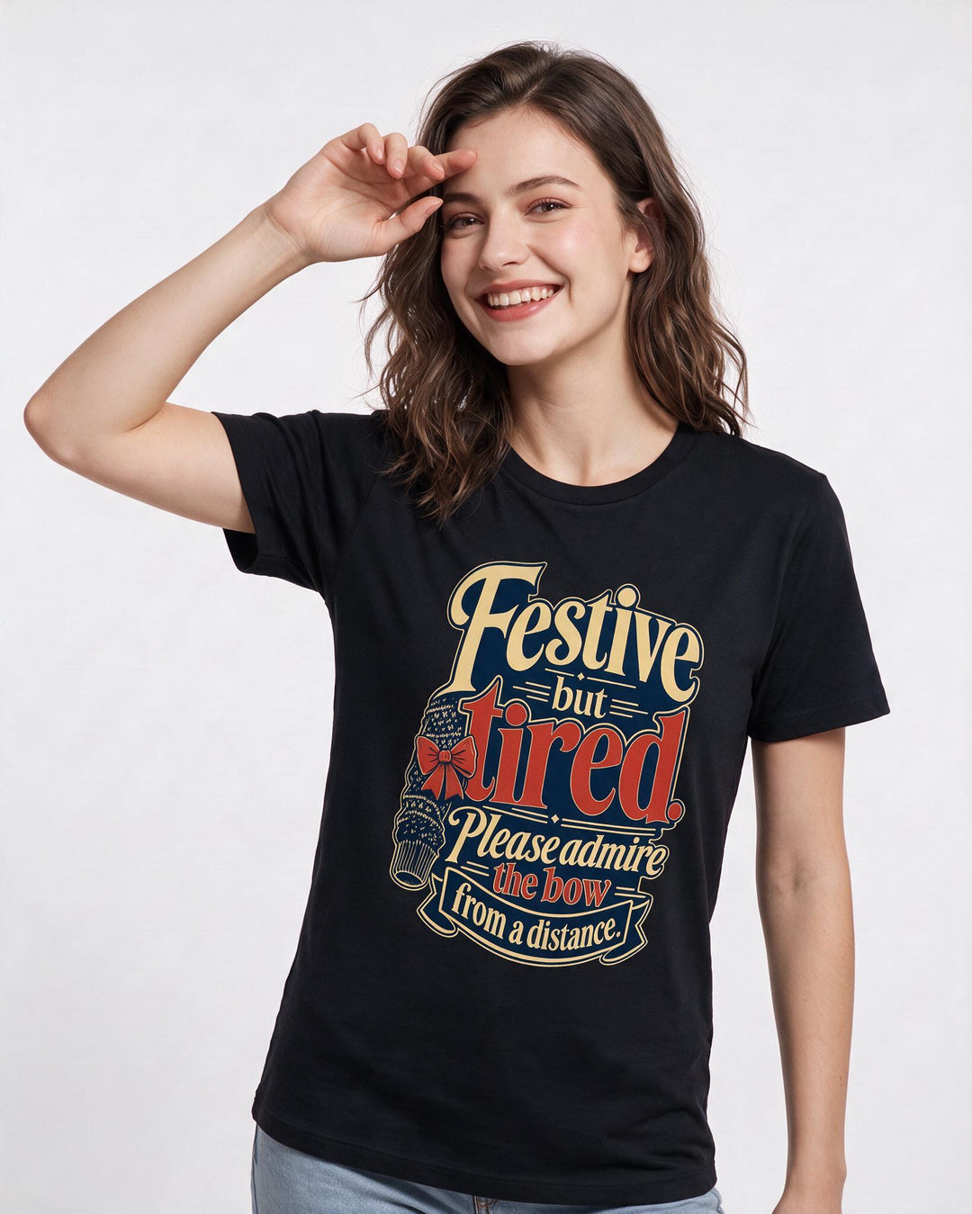 Christmas Black T-Shirt for Women – Holiday Theme Graphic Tee product image 3
