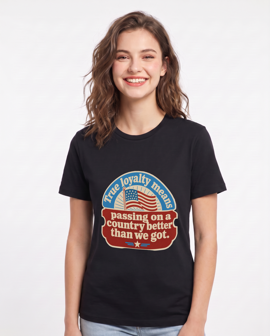 Graphic Women's Black T-Shirt - True loyalty means passing on a product image 1