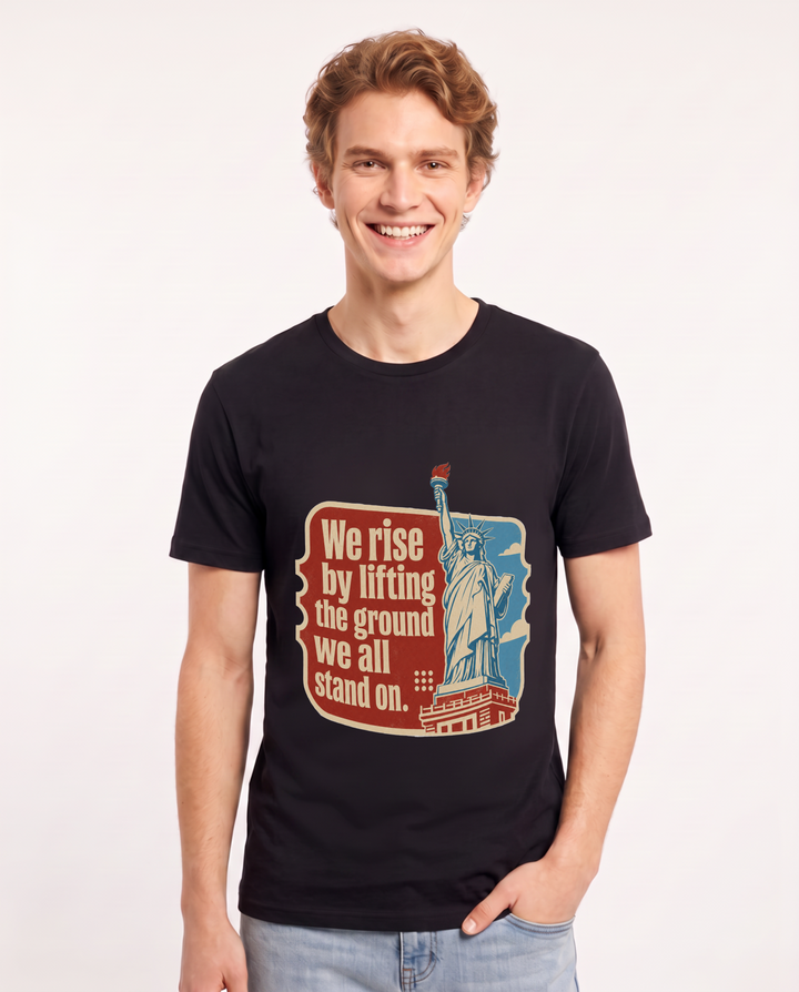 Graphic Men's Black T-Shirt - We rise by lifting the ground we all product image 1