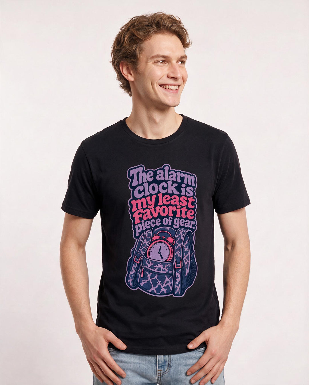 Hunting Men's Black T-Shirt – The alarm clock is my least favorite product image 3