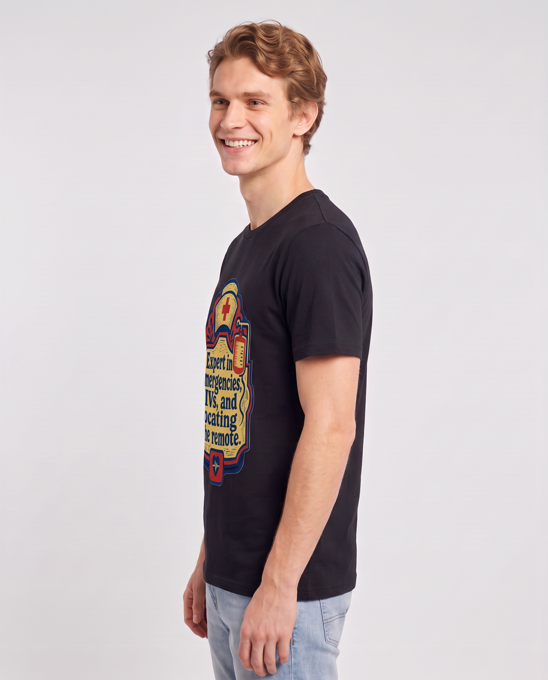 Nurse Gift Men's Black T-Shirt - Expert in emergencies, IVs, and product image 2