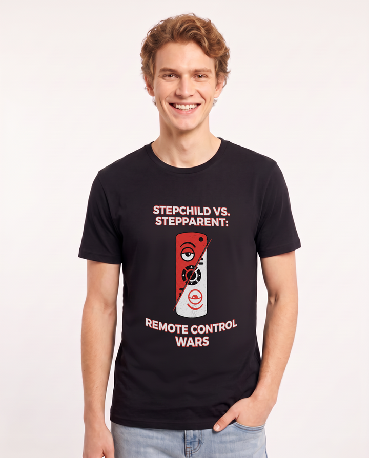 Stepchild vs. Stepparent: Remote Control Wars Men's Black T-Shirt product image 2