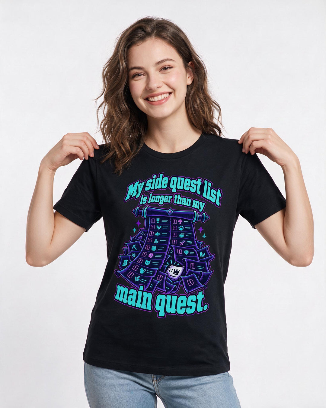 Gaming Black T-Shirt for Women – Game Night Graphic Tee product image 1
