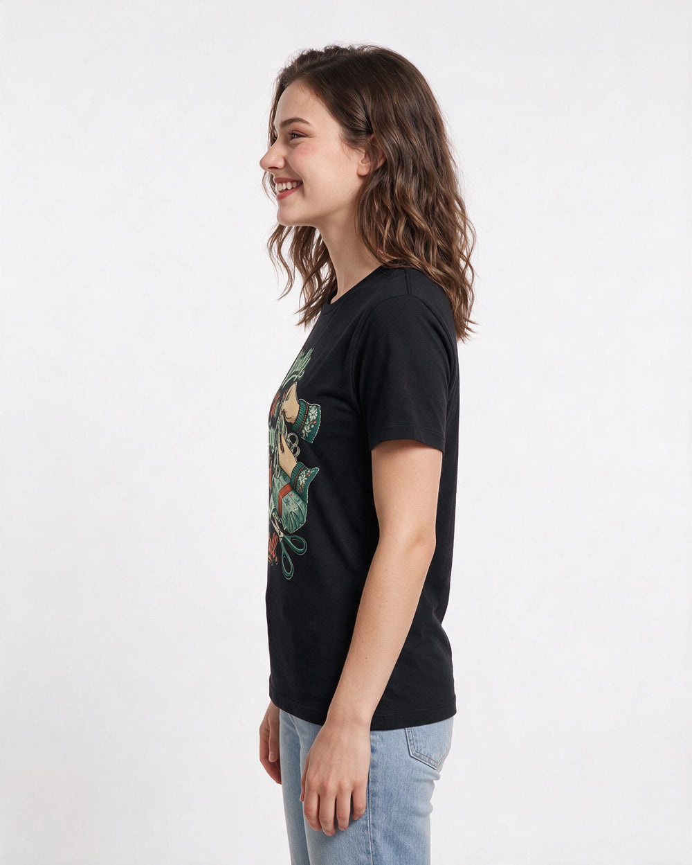 Christmas Black T-Shirt for Women – Holiday Theme Graphic Tee product image 2