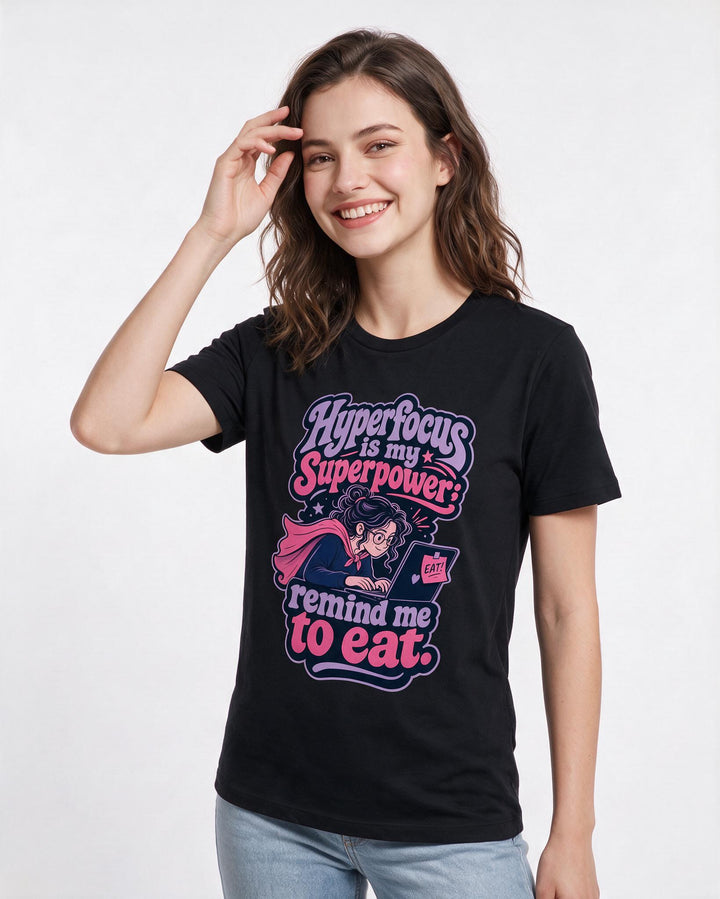 Neurodiversity Black T-Shirt for Women – Everyday Expression Graphic Tee product image 1