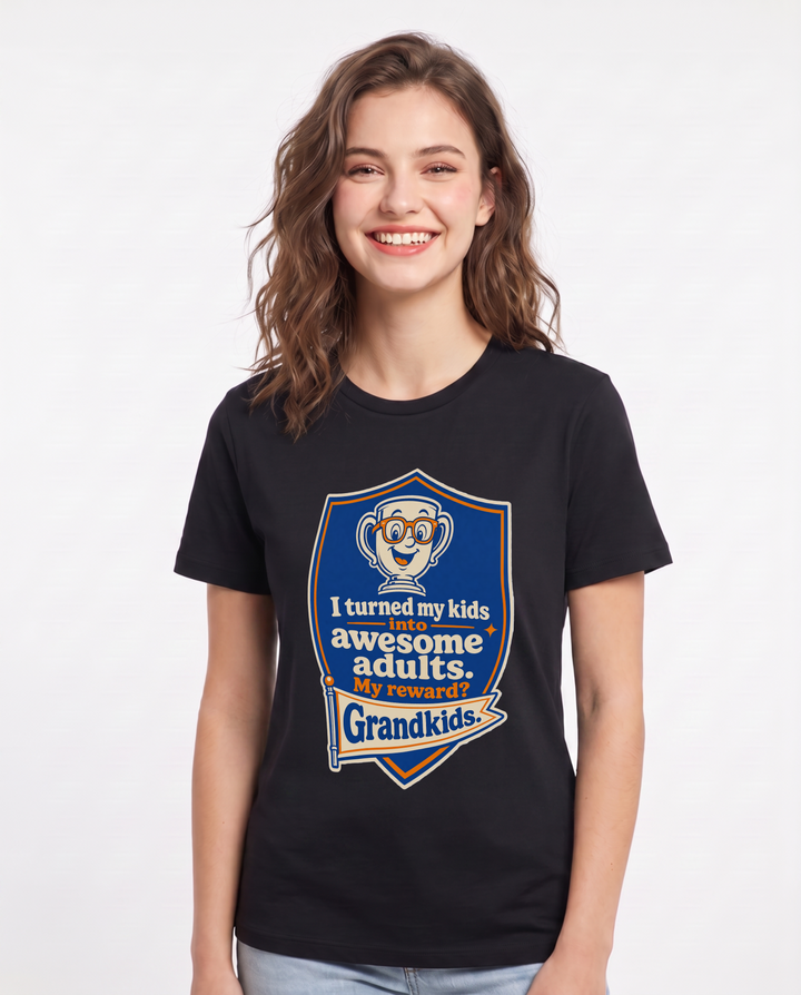 Graphic Women's Black T-Shirt - I turned my kids into awesome adults. product image 1