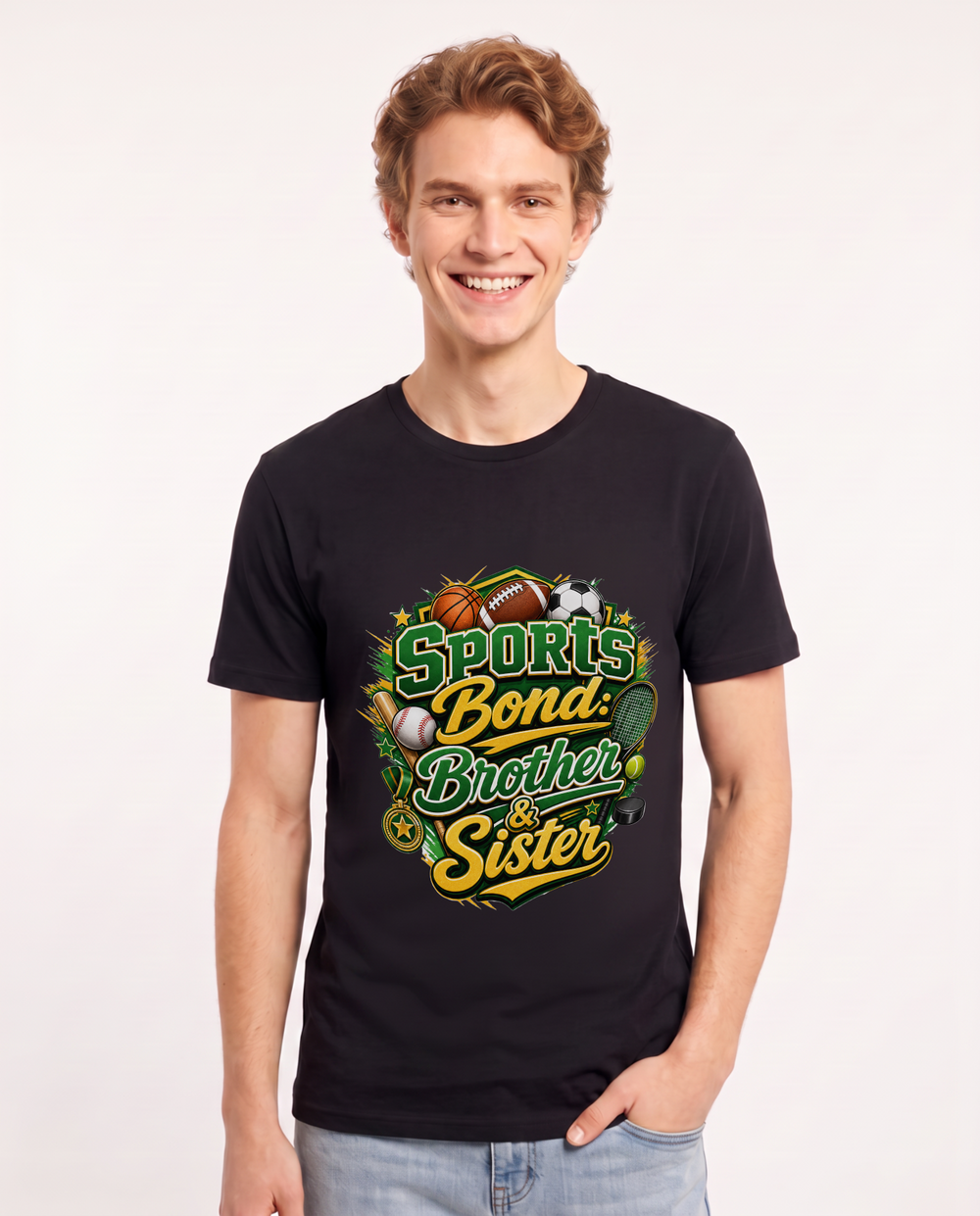 Sports Bond: Brother & Sister Men's Black T-Shirt product image 2