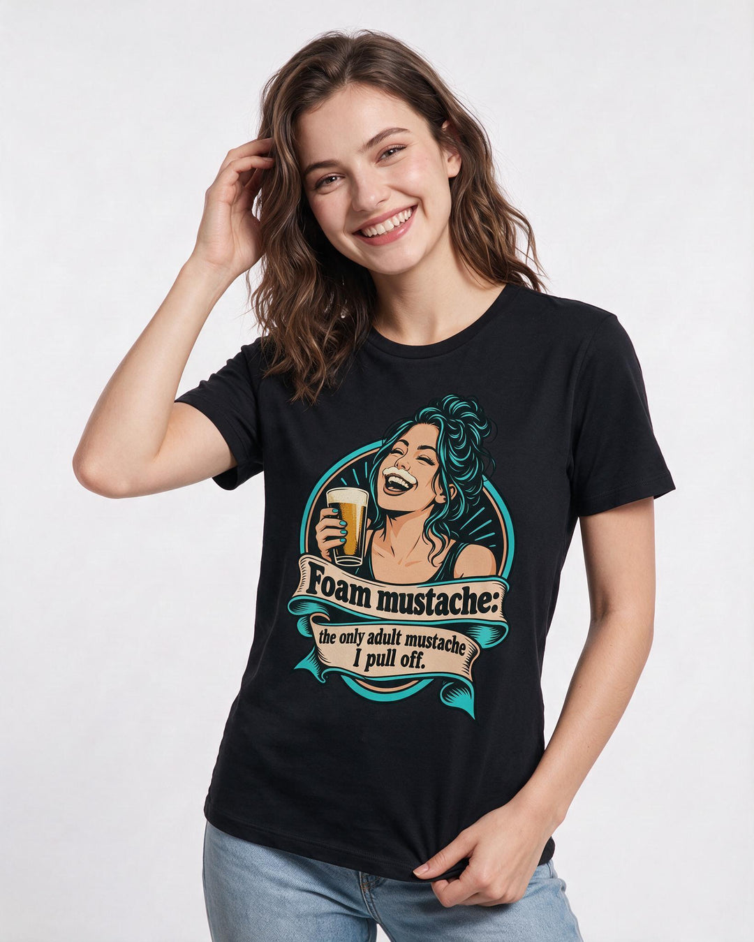 Beer Black T-Shirt for Women – Everyday Expression Graphic Tee product image 1