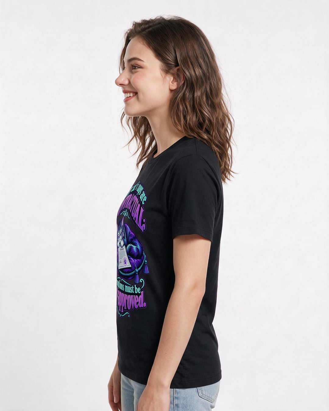 Cat Lover Black T-Shirt for Women – Everyday Expression Graphic Tee product image 2
