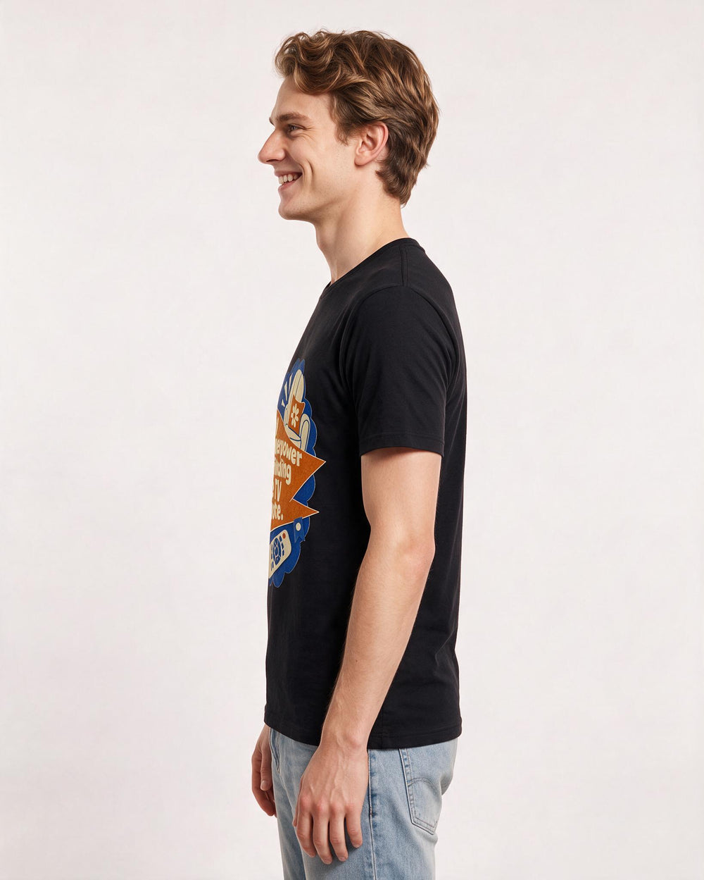 Graphic Men's Black T-Shirt - My superpower is finding the TV remote. product image 2