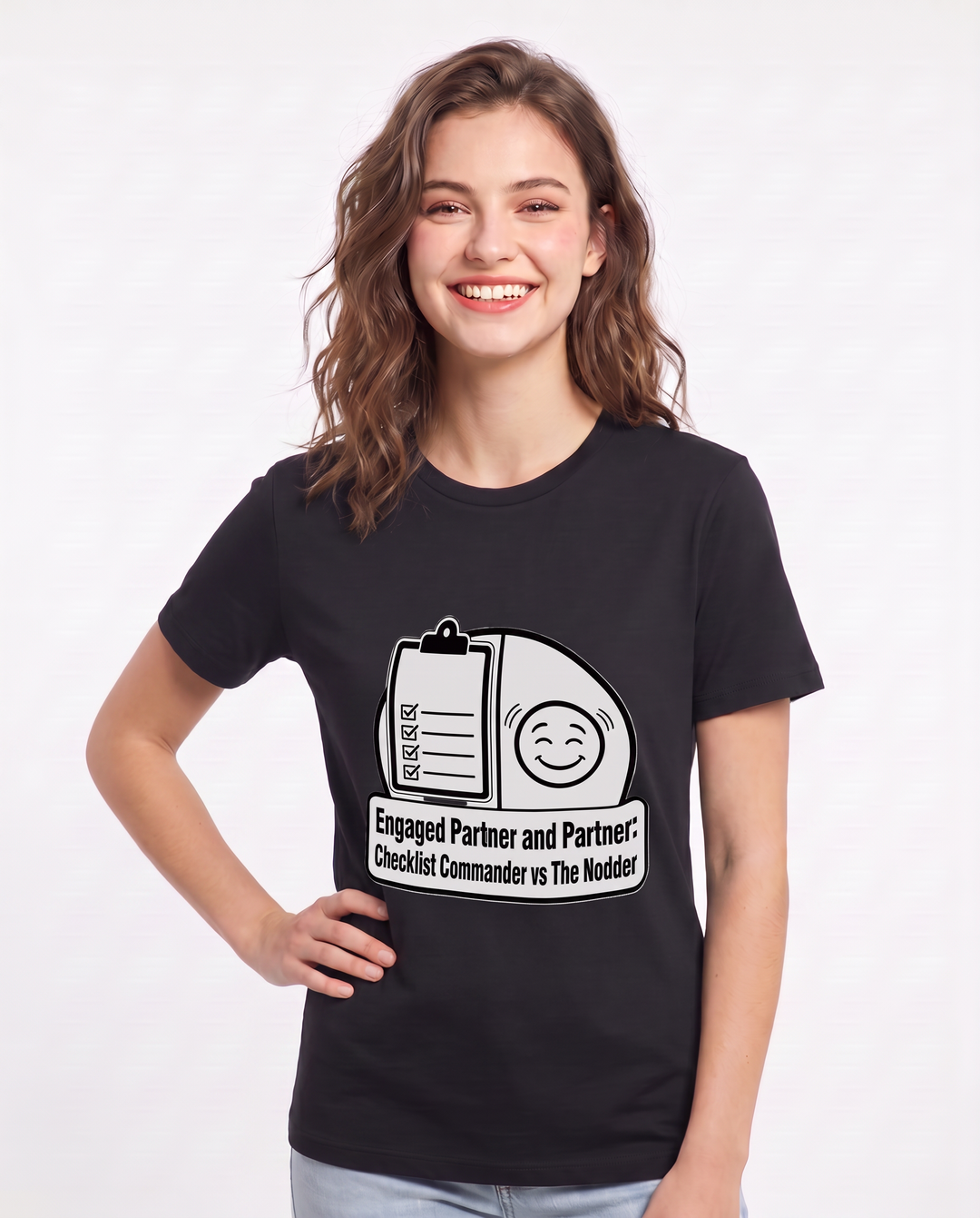 Engaged Partner and Partner: Checklist Commander vs The Nodder Women's Black T-Shirt product image 1