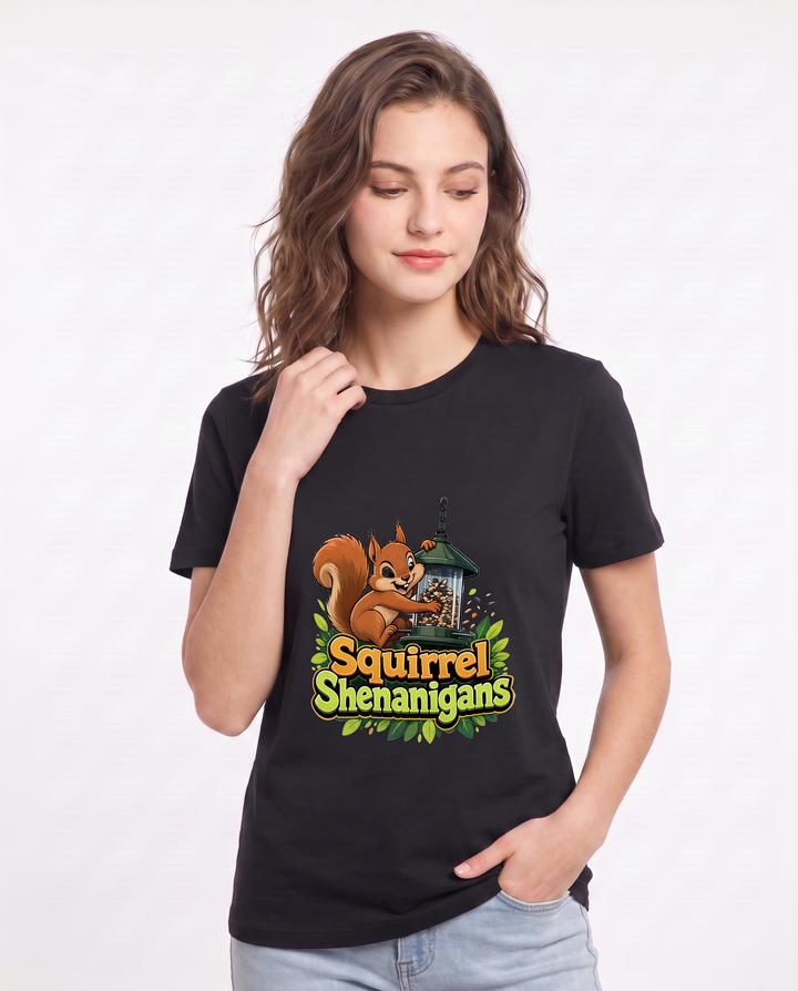 Squirrel Shenanigans Women's Black T-Shirt product image 1