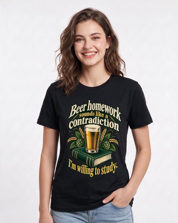 Beer Black T-Shirt for Women – Everyday Expression Graphic Tee product image 1