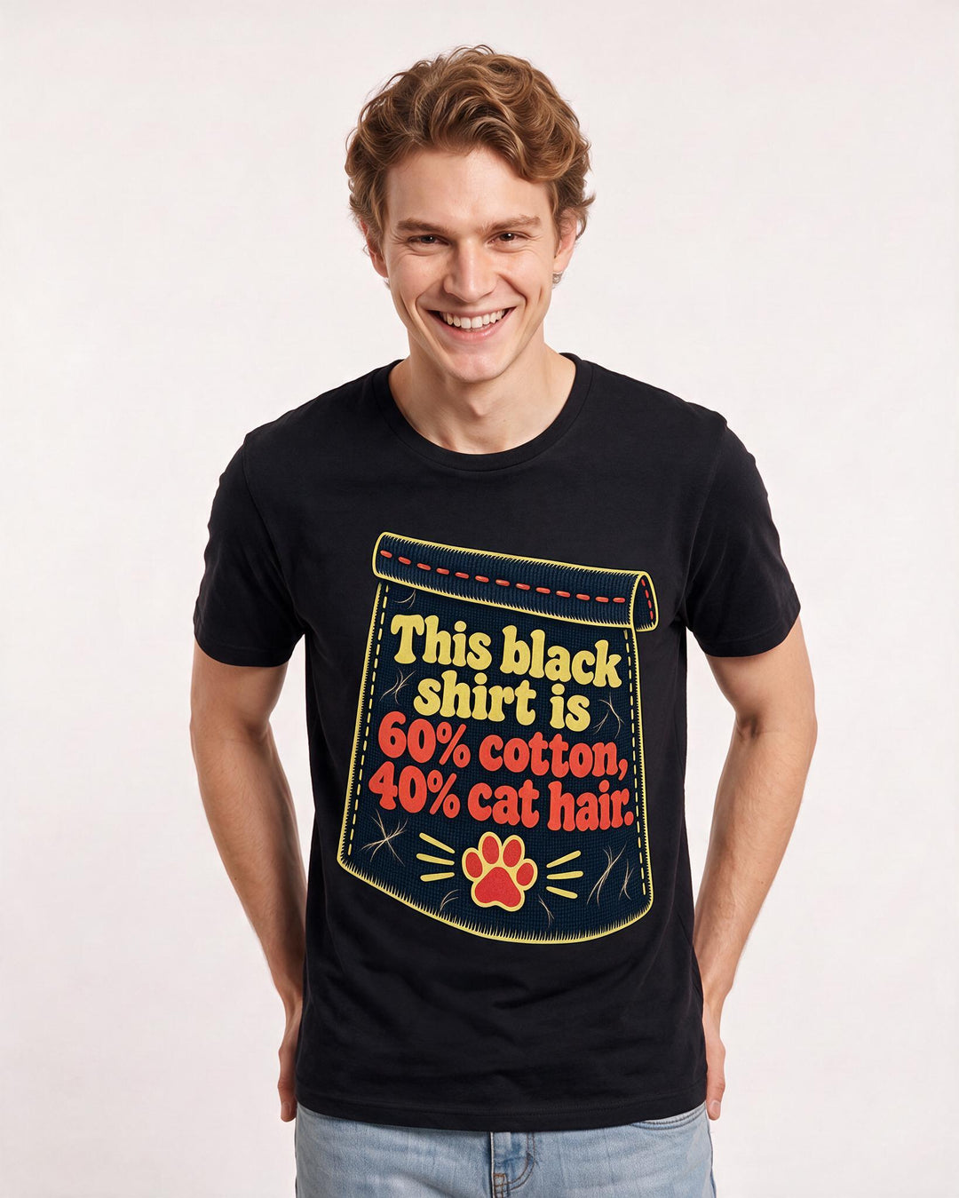 Cat Lover Black T-Shirt for Men – Everyday Expression Graphic Tee product image 1