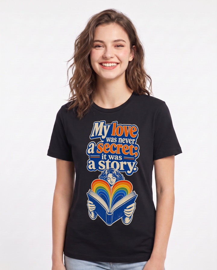 Pride Women's Black T-Shirt – My love was never a secret; it was a story. product image 1