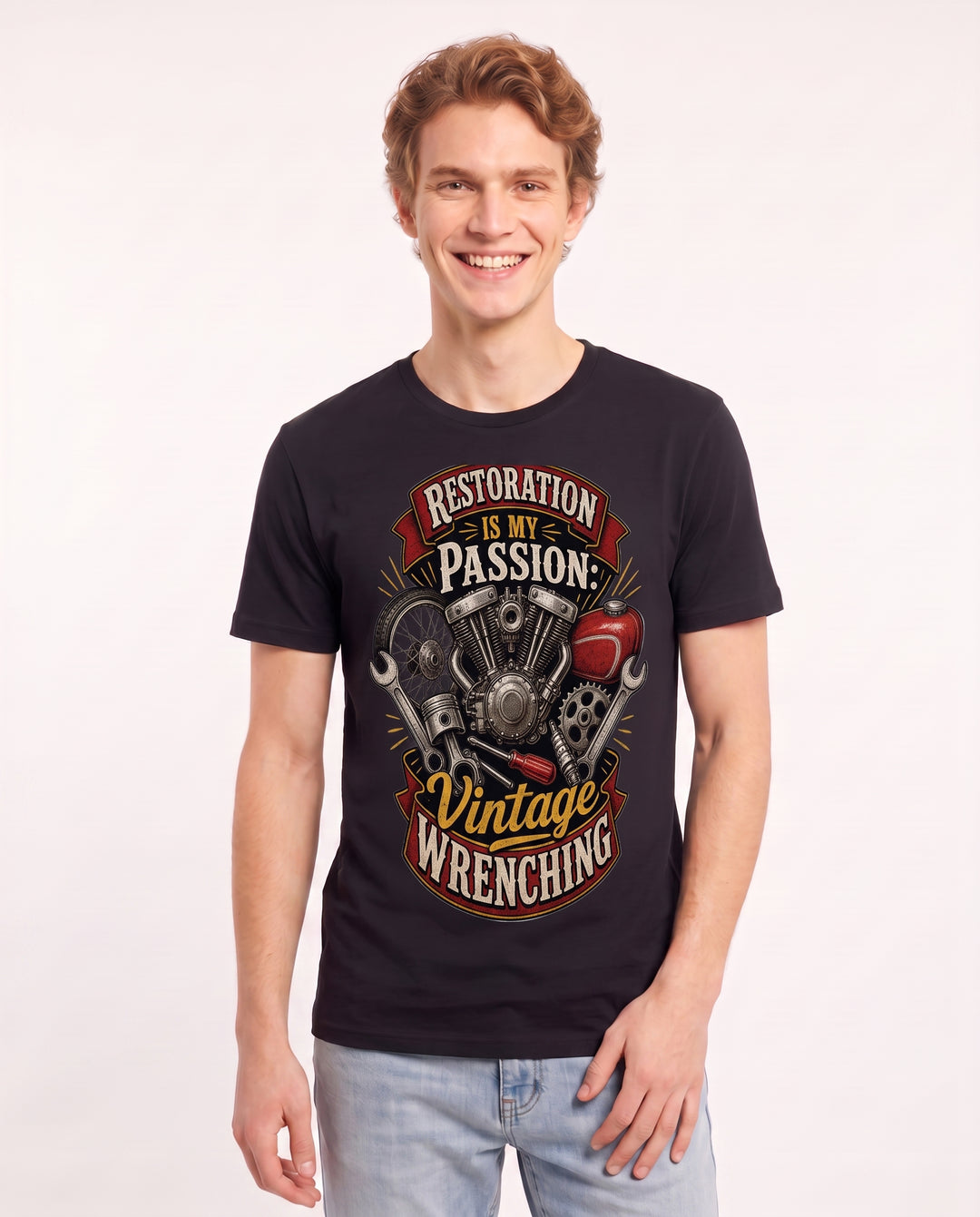 Restoration is My Passion: Vintage Wrenching Men's Black T-Shirt product image 1