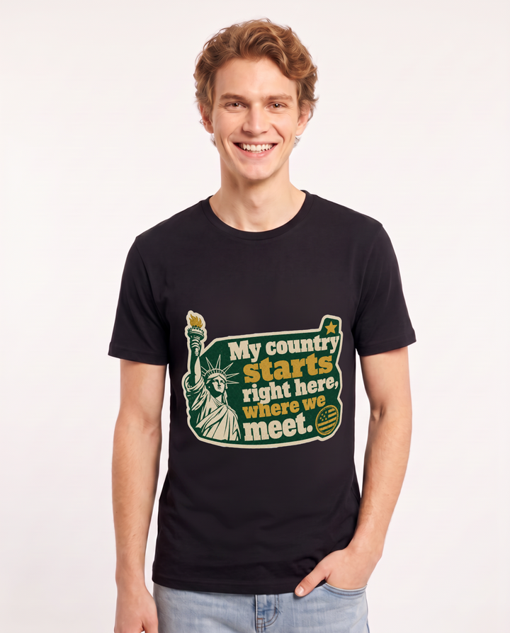 Graphic Men's Black T-Shirt - My country starts right here, where we product image 1