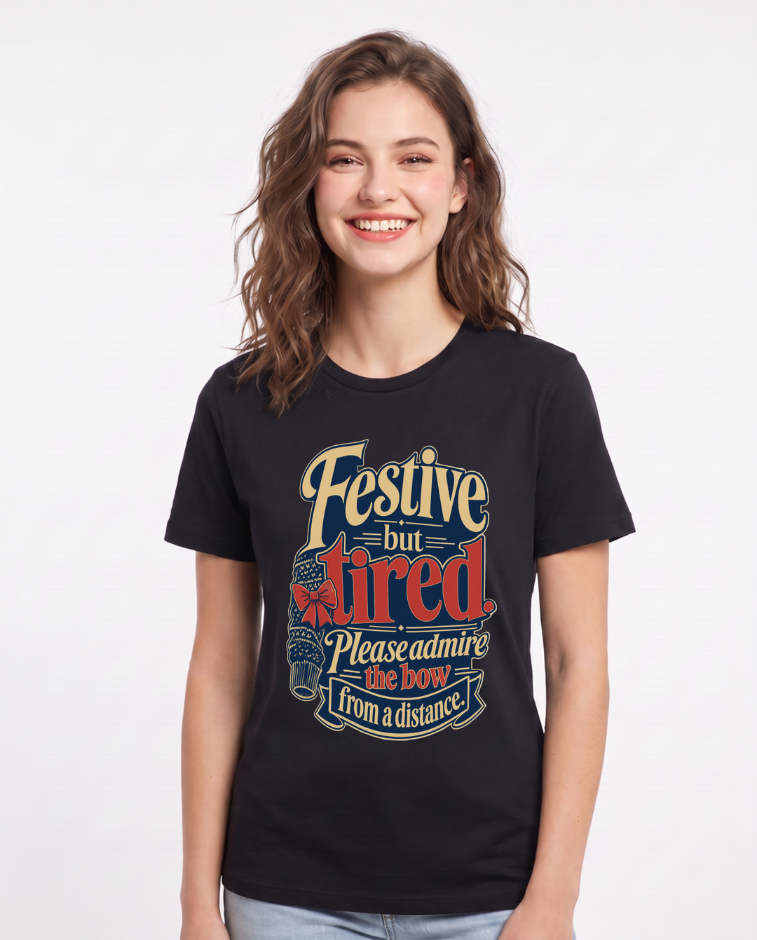Christmas Black T-Shirt for Women – Holiday Theme Graphic Tee product image 1