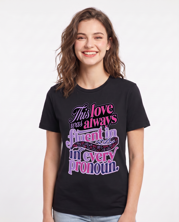 Pride Women's Black T-Shirt – This love was always fluent in every product image 1