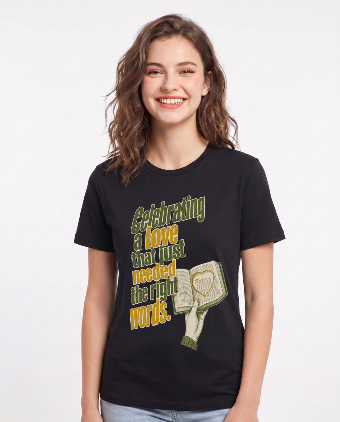 Pride Women's Black T-Shirt – Celebrating a love that just needed the right words. product image 1