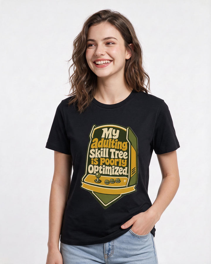 Gaming Women's Black T-Shirt - My adulting skill tree is poorly product image 3
