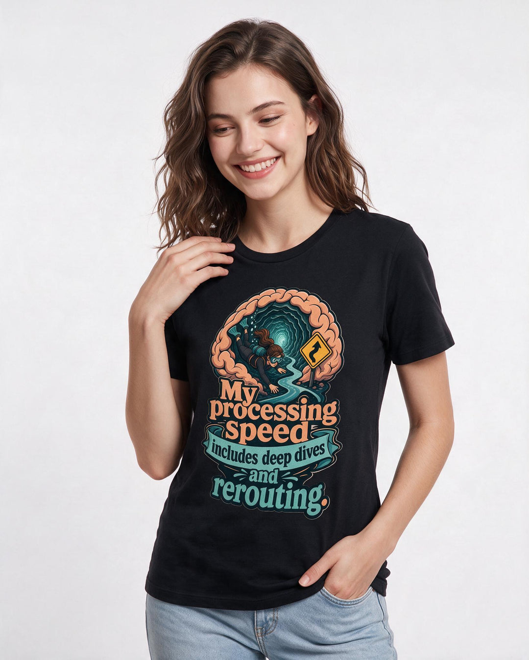 Neurodiversity Black T-Shirt for Women – Everyday Expression Graphic Tee product image 1