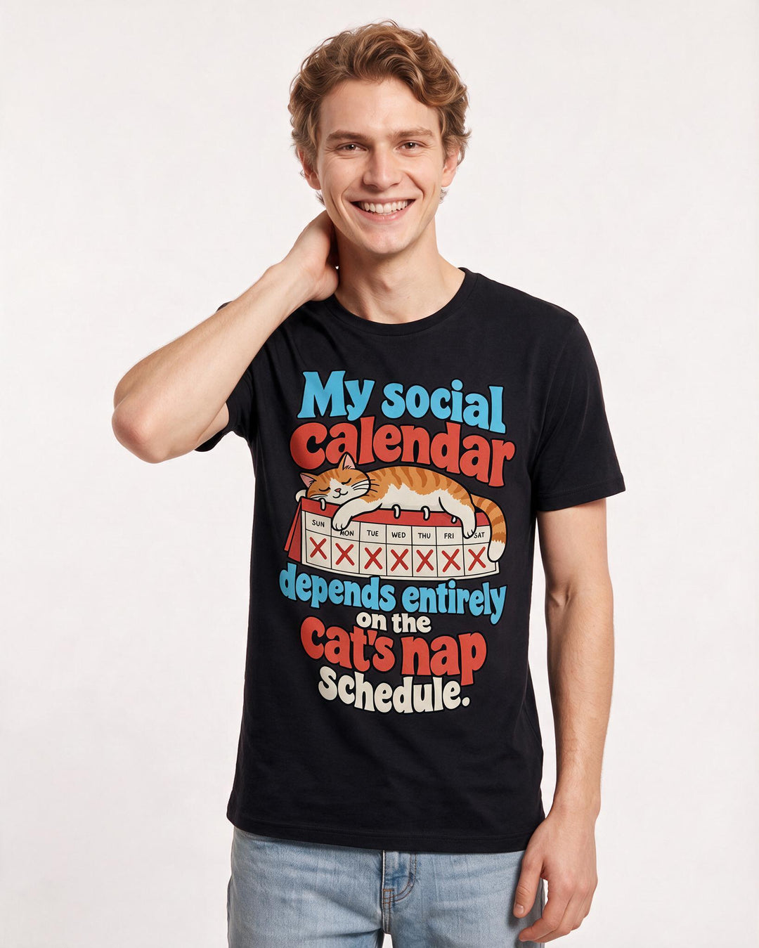 Cat Lover Black T-Shirt for Men – Everyday Expression Graphic Tee product image 1