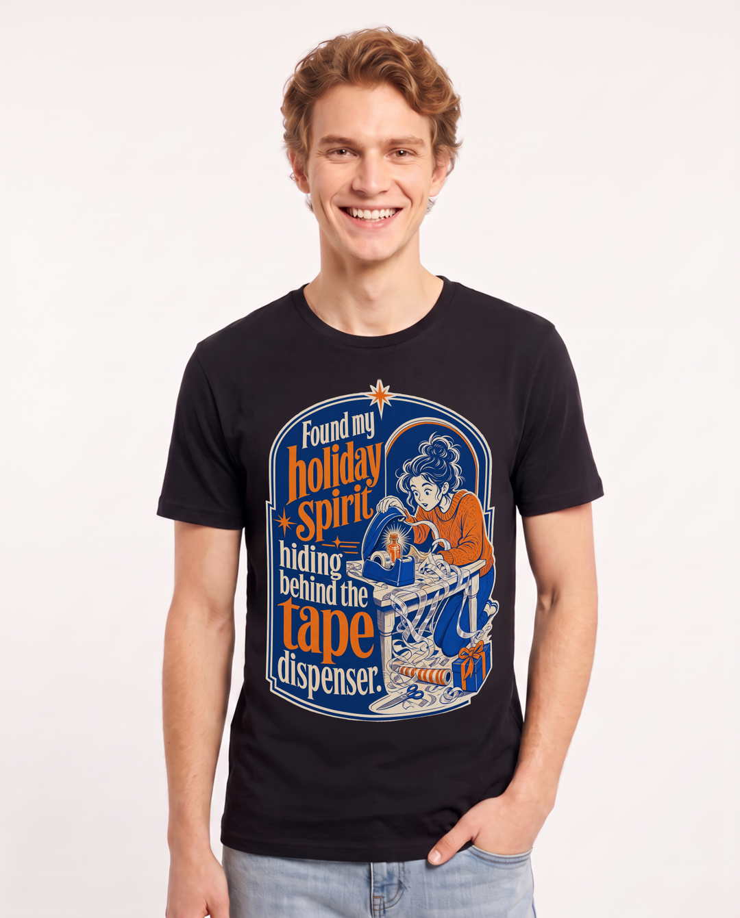 Christmas Black T-Shirt for Men – Holiday Theme Graphic Tee product image 1