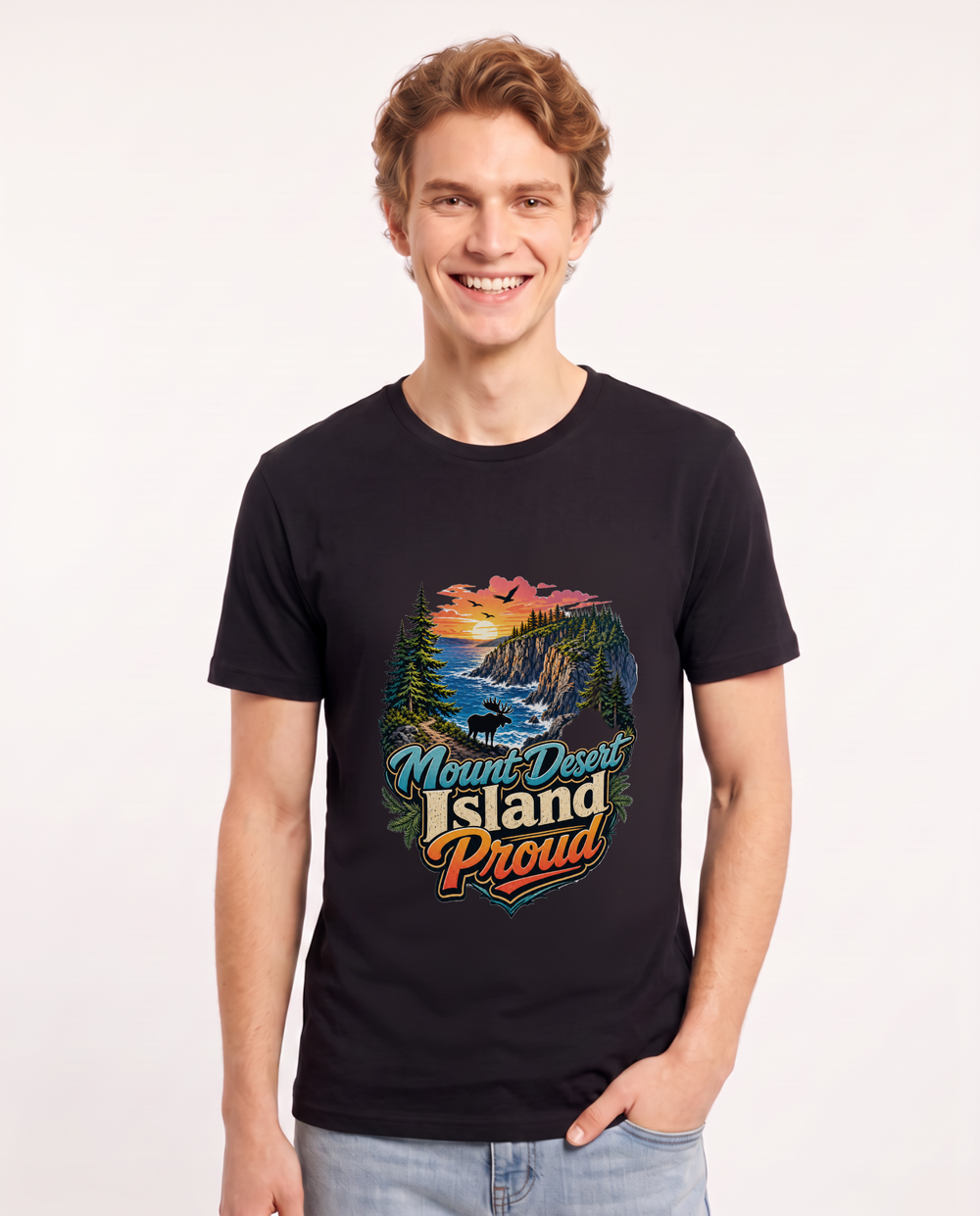 Mount Desert Island Proud Men's Black T-Shirt product image 2