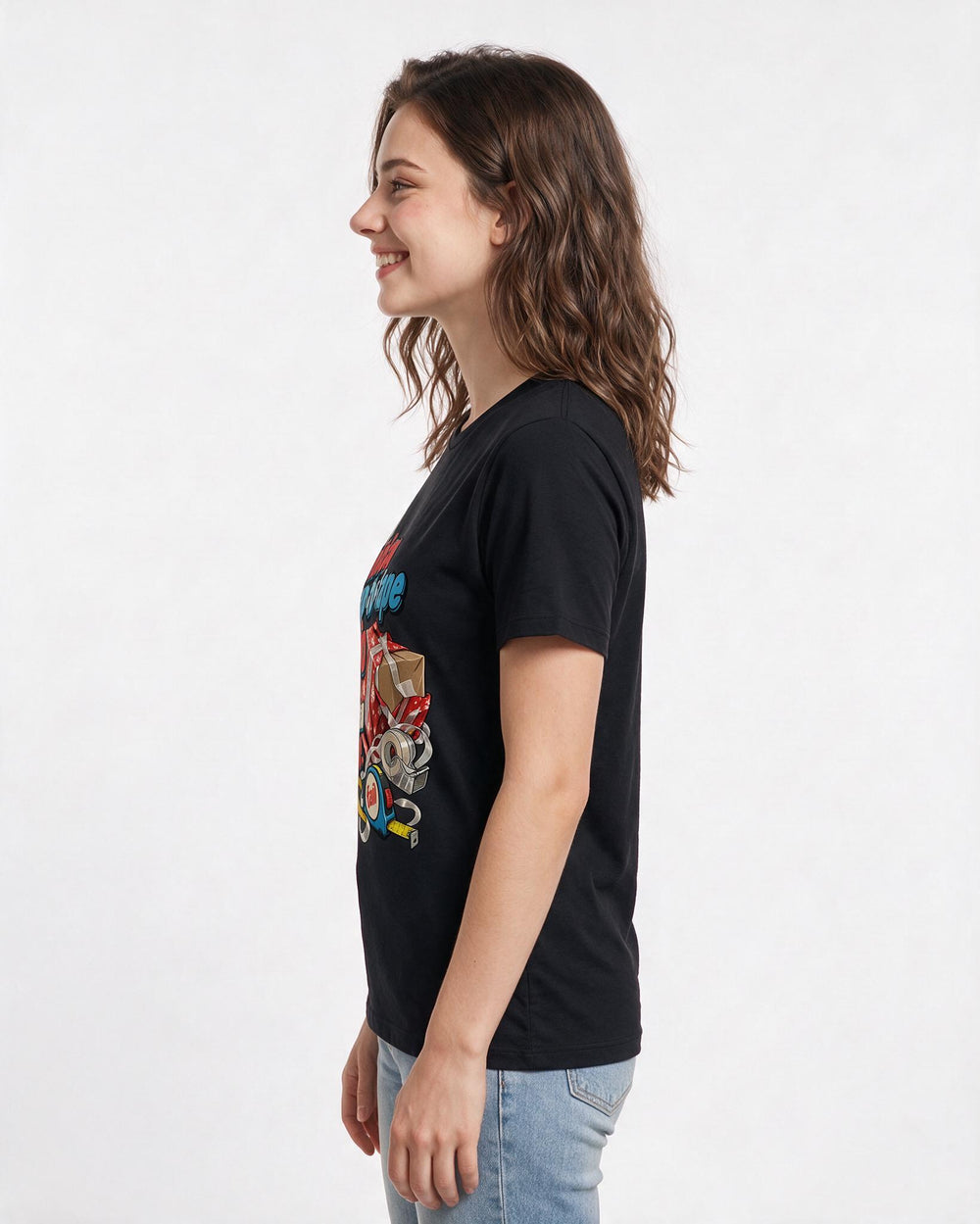 Christmas Black T-Shirt for Women – Holiday Theme Graphic Tee product image 2