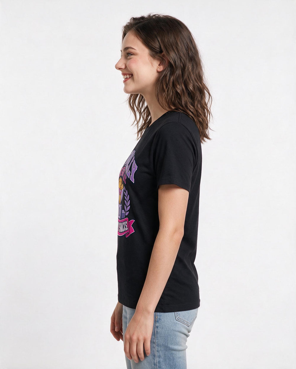 Couples Black T-Shirt for Women – Everyday Expression Graphic Tee product image 2