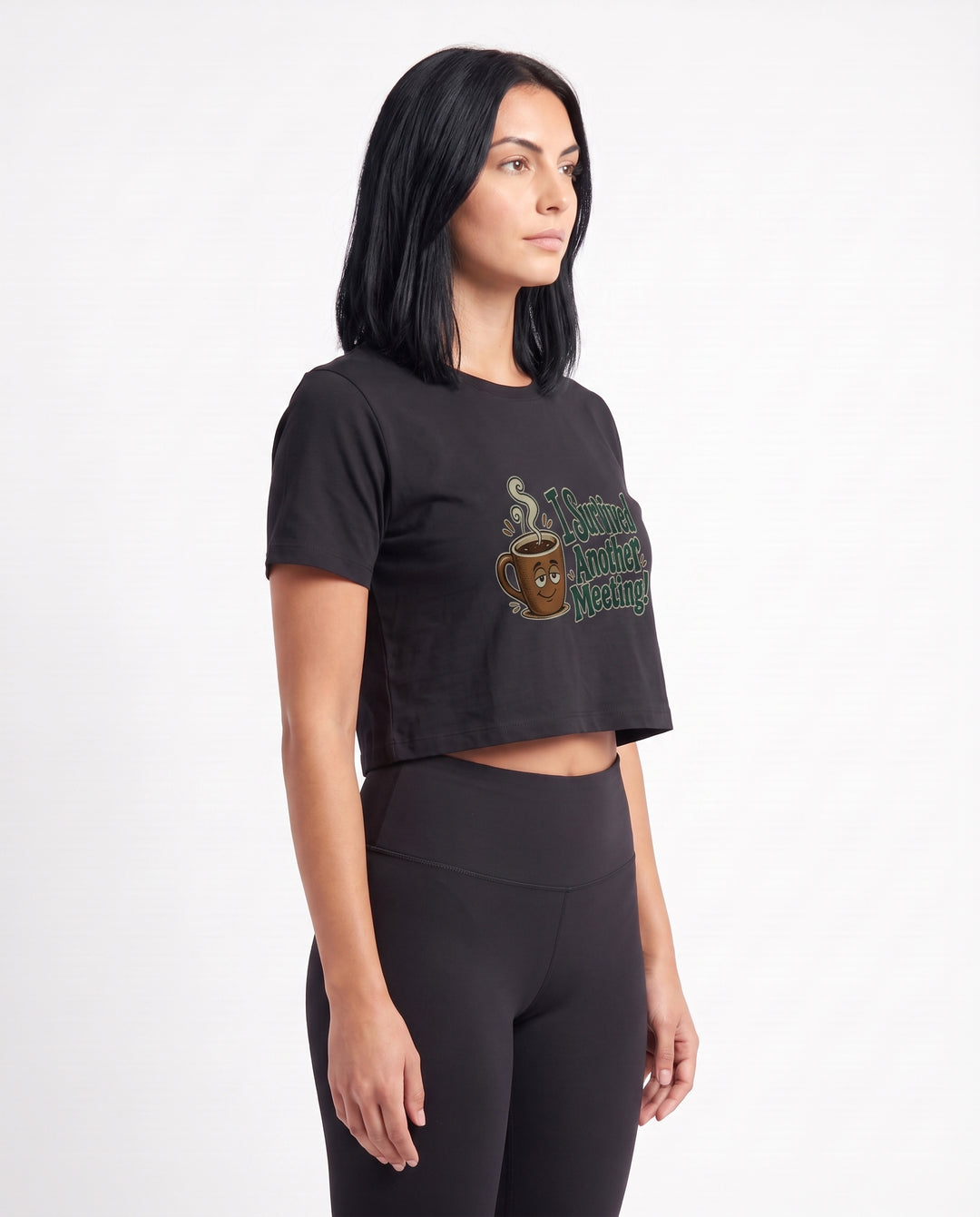 I Survived Another Meeting! Crop Top mockup 2