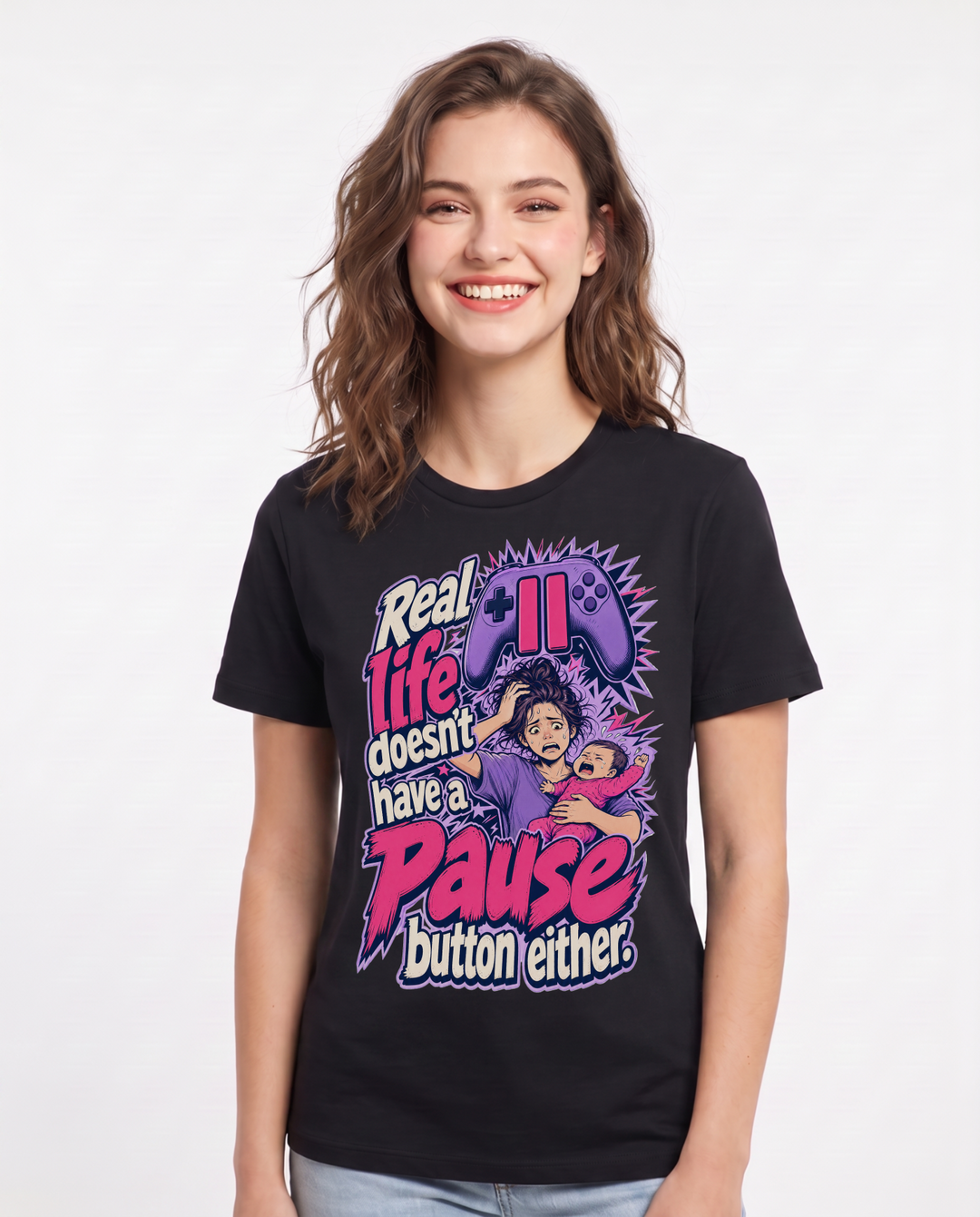 Gaming Black T-Shirt for Women – Game Night Graphic Tee product image 3