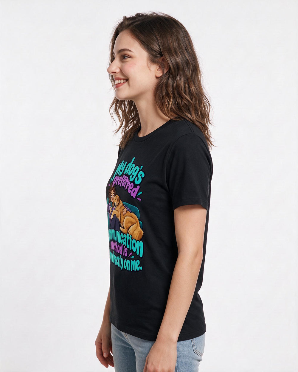 Dog Lover Black T-Shirt for Women – Everyday Expression Graphic Tee product image 2