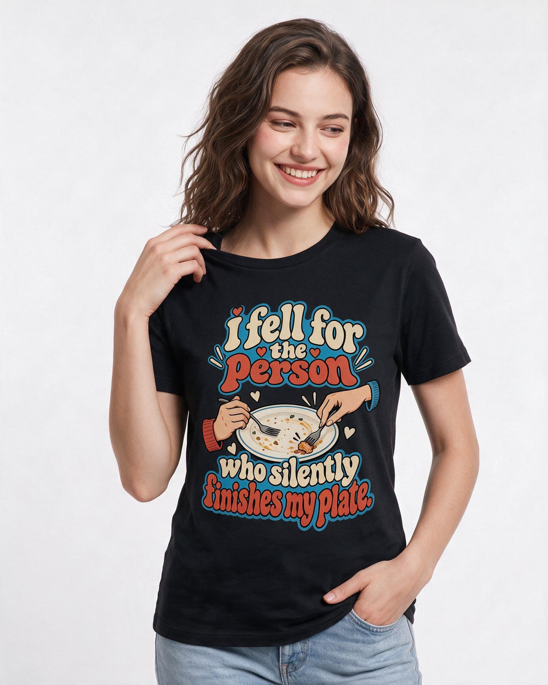 Couples Black T-Shirt for Women – Everyday Expression Graphic Tee product image 1