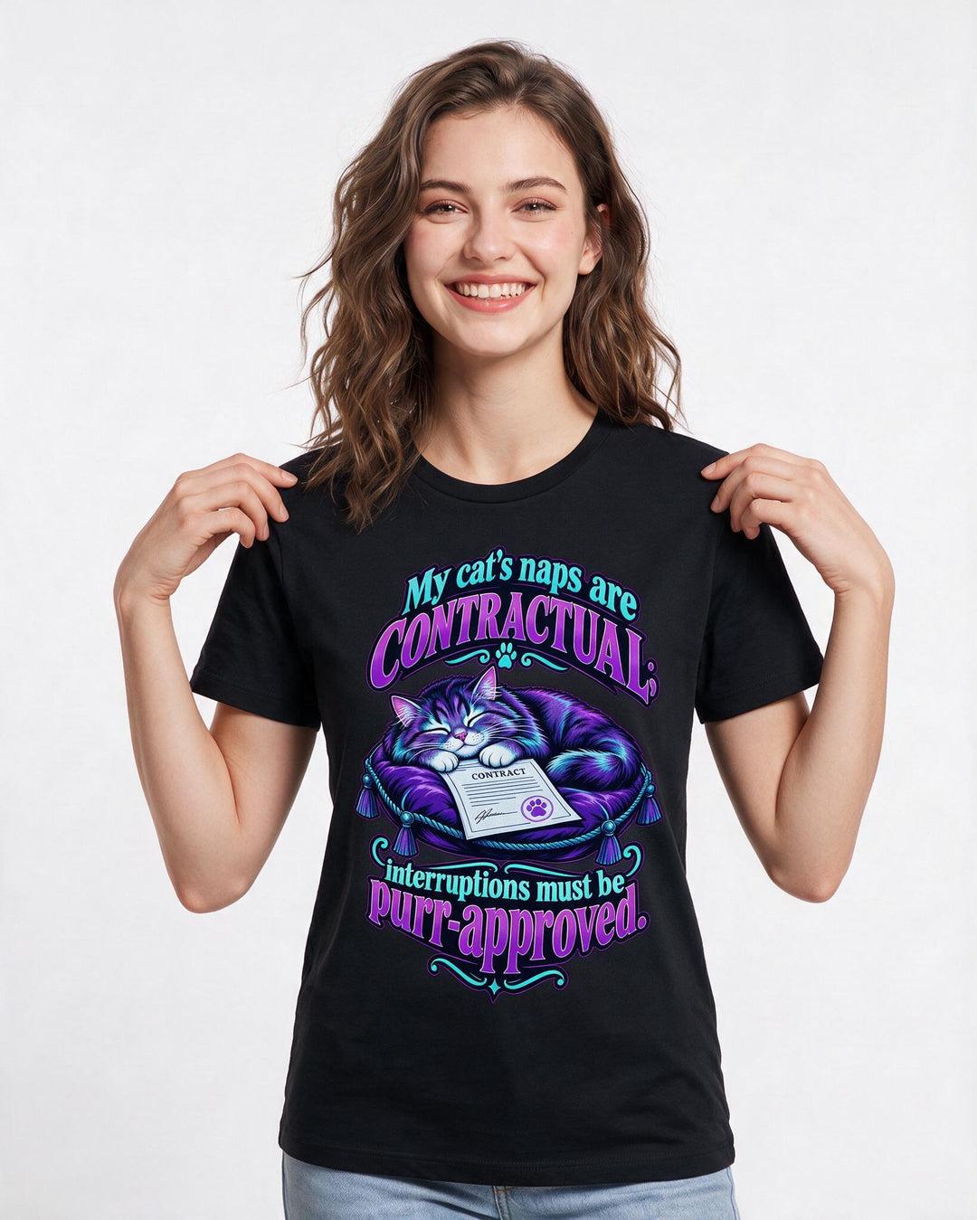 Cat Lover Black T-Shirt for Women – Everyday Expression Graphic Tee product image 1